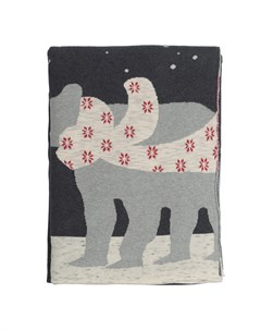 Плед из хлопка с новогодним рисунком рolar bear из коллекции new year essential 130х180 см бежевый 1 Tkano