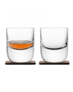 Набор из 2 стаканов renfrew whisky с деревянными подставками прозрачный 8x10x10 см Lsa international