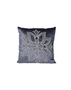 Подушка декоративная с вышивкой и бисером цветок синяя синий 45x45 см Garda decor