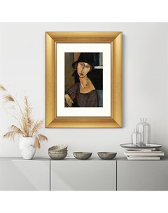 Картина jeanne hebuterne au chapeau 1917г золотой 40x50 см Картины в квартиру
