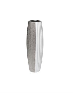 Ваза керамическая белая с серебром серый 13x40x13 см Garda decor