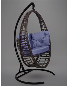 Подвесное кресло кокон derbent темно коричневое с синей подушкой коричневый 97x140x45 см Лаура