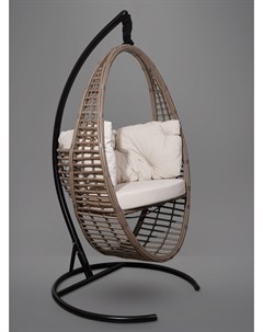 Подвесное кресло кокон derbent светло коричневое с бежевой подушкой коричневый 97x140x45 см Лаура