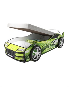 Кровать машина карлсон турбо гудзон с подъемным механизмом объемными колесами зеленый Magic cars