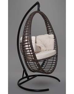 Подвесное кресло кокон derbent коричневое с бежевой подушкой коричневый 97x140x45 см Лаура