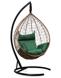 Подвесное кресло кокон sevilla горячий шоколад с зеленой подушкой коричневый 110x195x110 см Лаура