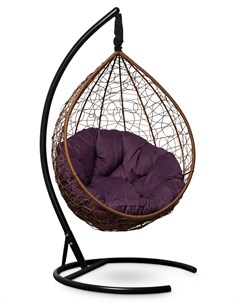 Подвесное кресло кокон sevilla verde velour горячий шоколад с фиолетовой подушкой коричневый 110x195 Лаура