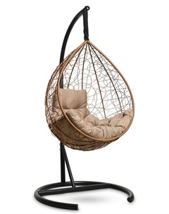 Подвесное кресло кокон sevilla comfort горячий шоколад с бежевой подушкой коричневый 105x195x105 см Лаура