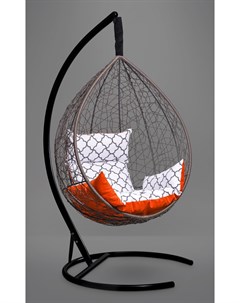 Подвесное кресло кокон sevilla elegant коричневое с оранжевой белой подушкой коричневый 110x195x110  Лаура