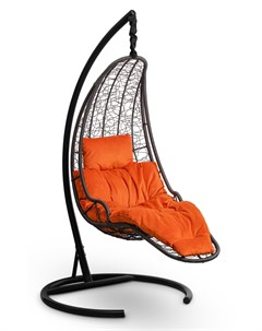 Подвесное кресло кокон luna черное с оранжевой подушкой черный 110x195x110 см Лаура