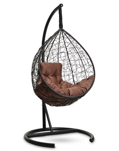Подвесное кресло кокон sevilla comfort черное с коричневой подушкой черный 105x195x105 см Лаура