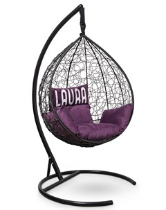 Подвесное кресло sevilla velour черное с фиолетовой подушкой черный 110x195x110 см Лаура
