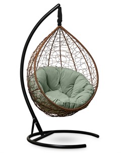 Подвесное кресло кокон sevilla verde velour горячий шоколад с зеленой подушкой коричневый 110x195x11 Лаура
