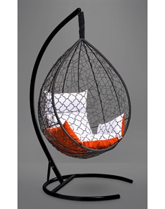 Подвесное кресло кокон sevilla elegant черное с оранжевой белой подушкой черный 110x195x110 см Лаура