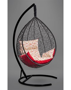 Подвесное кресло кокон sevilla elegant черное с красной розовой подушкой черный 110x195x110 см Лаура