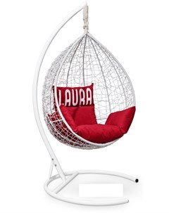 Подвесное кресло sevilla velour белое с красной подушкой белый 110x195x110 см Лаура