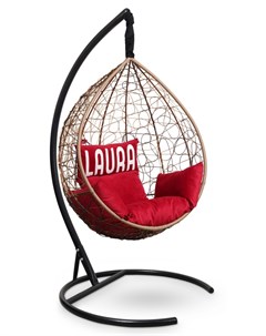 Подвесное кресло sevilla velour горячий шоколад с красной подушкой коричневый 110x195x110 см Лаура