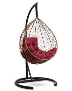 Подвесное кресло кокон sevilla comfort горячий шоколад с бордовой подушкой коричневый 105x195x105 см Лаура