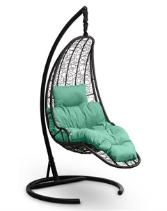 Подвесное кресло кокон luna черное с зеленой подушкой черный 110x195x110 см Лаура