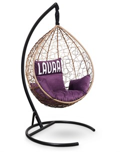 Подвесное кресло sevilla velour горячий шоколад с фиолетовой подушкой коричневый 110x195x110 см Лаура