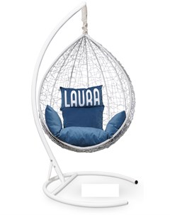 Подвесное кресло sevilla velour белое с синей подушкой белый 110x195x110 см Лаура