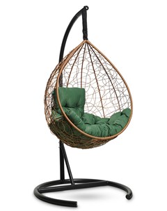 Подвесное кресло кокон sevilla comfort горячий шоколад с зеленой подушкой коричневый 105x195x105 см Лаура