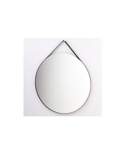 Круглое зеркало на ремне черный 70x87x2 4 см Banska
