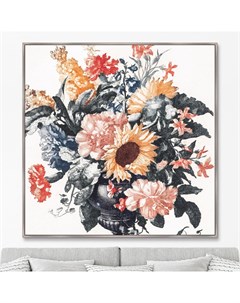 Репродукция картины на холсте vase with sunflowers and carnations 1698г розовый 105x105 см Картины в квартиру
