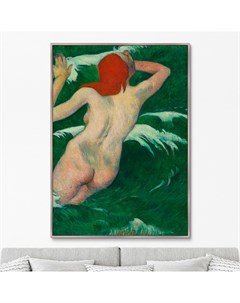 Репродукция картины на холсте in the waves 1889г зеленый 75x105 см Картины в квартиру