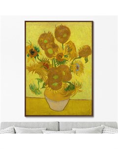 Репродукция картины на холсте sunflowers 1889г мультиколор 75x105 см Картины в квартиру