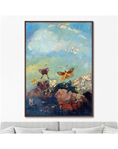 Репродукция картины на холсте butterflies 1910г мультиколор 75x105 см Картины в квартиру