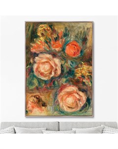Репродукция картины на холсте bouquet de roses 1900г коричневый 75x105 см Картины в квартиру