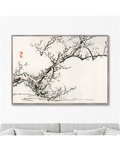 Репродукция картины на холсте tree against the backdrop of water 1883г серый 105x75 см Картины в квартиру