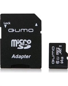 Карта памяти microSDXC UHS 1 64GB адаптер QM64GMICSDXC10U1 Qumo