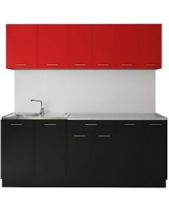 Готовая кухня Лана без стекла ДСП 1 8м красный черный Артём-мебель