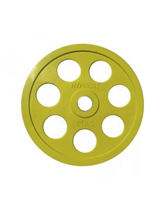 Диск для штанги Олимпийский евро классик с хватом Ромашка 15 кг желтый RP7_15 No brand