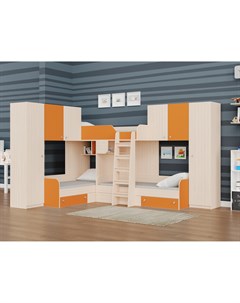 Кровать двухъярусная трио 3 оранжевый оранжевый 326 5x240x200 см Рв-мебель