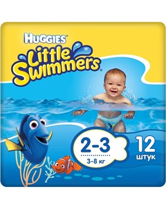 Подгузники трусики Little Swimmers 2 3 12шт Huggies