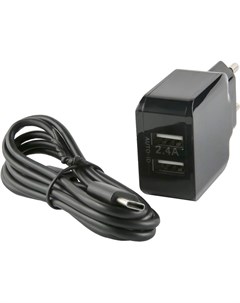 Зарядное устройство NC 2 4A 2xUSB 2 4A кабель Type C Black УТ000013632 Red line