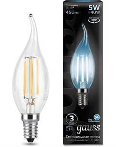 Светодиодная лампа LED Filament Свеча на ветру E14 5W 450lm 4100K 1 10 50 104801205 Gauss