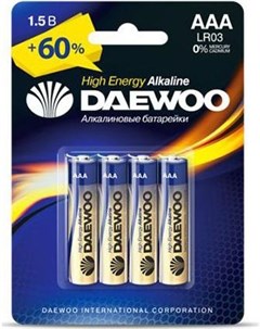 Батарейки High Energy Alkaline AAA 4 шт 4895205006843 Daewoo