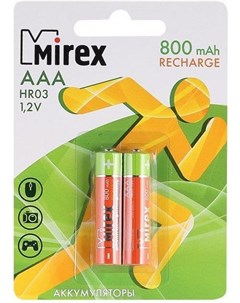 Аккумуляторная батарейка HR03 AAA 800mAh 1 2V 2 шт Mirex