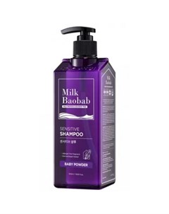 Бессульфатный и бессиликоновый шампунь для волос sensitive shampoo baby powder Milkbaobab