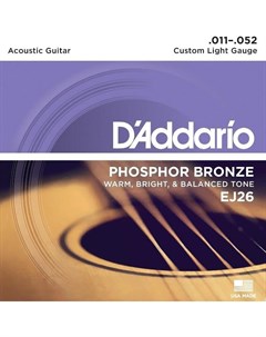 Струны для акустической гитары EJ26 Custom Light 11 52 фосфор бронза D'addario