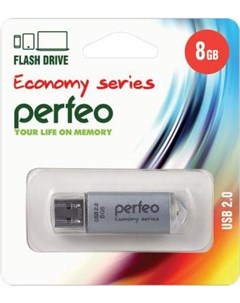 Usb flash USB 8GB E01 economy series Silver PF E01S008ES Perfeo