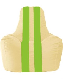 Кресло мешок кресло Спортинг С1 1 141 светло бежевый с салатовыми полосками Flagman
