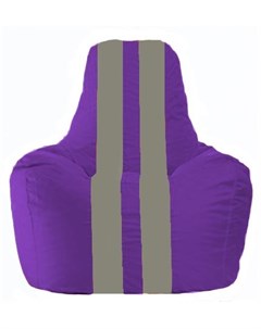 Кресло мешок кресло Спортинг С1 1 69 фиолетовый с тёмно серыми полосками Flagman