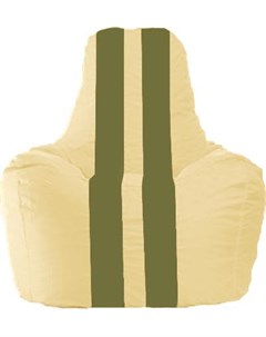 Кресло мешок кресло Спортинг С1 1 144 светло бежевый с оливковыми полосками Flagman
