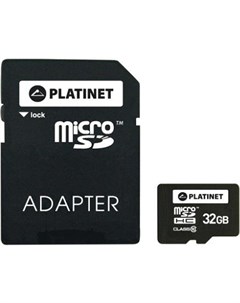 Карта памяти microSDHC SECURE DIGITAL ADAPTER SD 32GB class10 UIII 90MB s PMMSD32UIII Platinet