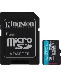 Карта памяти SecureDigital Micro 256Gb SDXC Canvas Go Plus 170R Class 10 UHS I U3 V30 A2 переходник  Kingston